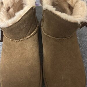 BearPaw Tan Boots with Ribbon Detail